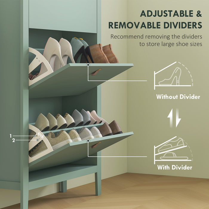 HOMCOM Modern Three-Drawer Shoe Cabinet - Green