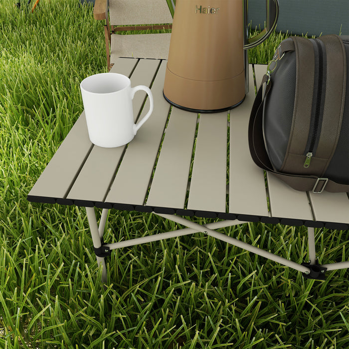 Lightweight Aluminium Folding Camping Table - Roll-Up Top Picnic Desk with Carry Bag - Ideal for Campers, Hikers, Outdoor Cooking & Anglers