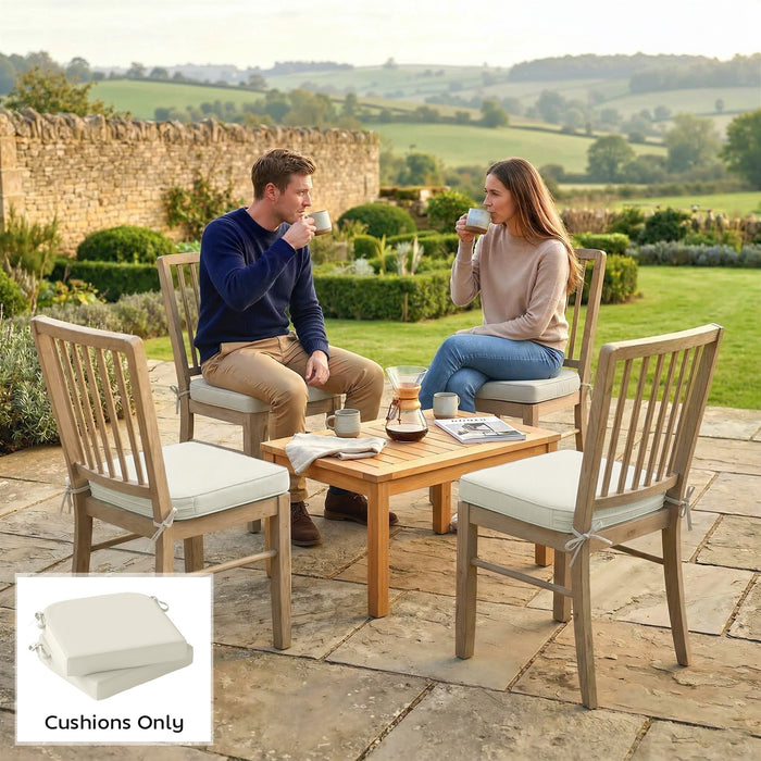 Outsunny Outdoor Chair Seat Cushions Set of 2, Garden Chair Cushions with 7cm Thick Foam & Ties, Cream White