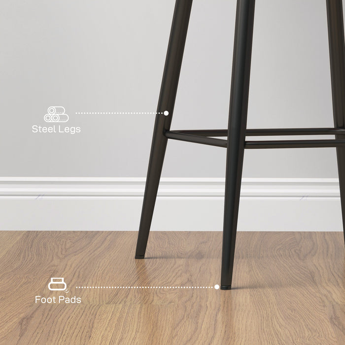 Velvet Grey Bar Stools, Set of 2 - Luxurious Soft Touch Counter Seating - Ideal for Home Bar or Kitchen Island Comfort