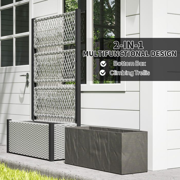 Outsunny Garden Planter Box with Trellis, Liner for Climbing Plants, Vegetables, Flowers, 90 x 35 x 148 cm, Mixed-grey