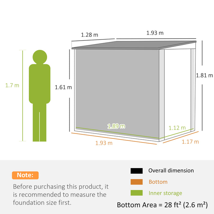 Outsunny 4 x 6ft Garden Metal Shed, Outdoor Storage Shed with Window, 2 Vents and Lockable Door, Dark Grey