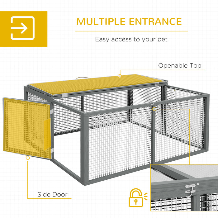 Wooden Grey Rabbit Hutch - Portable Foldable Bunny Cage with Weatherproof Roof - Ideal Outdoor Shelter for Pet Rabbits & Small Animals