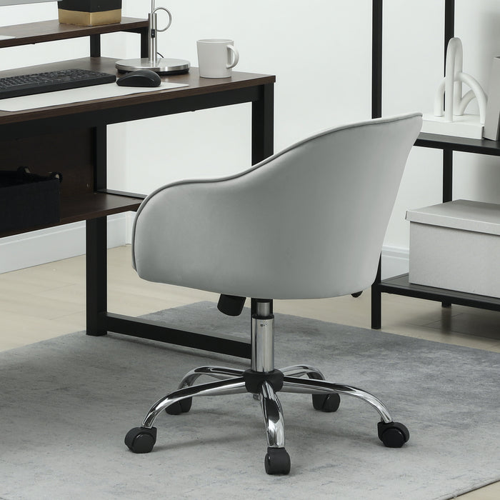 HOMCOM Velvet-feel Swivel Office Chair - Grey