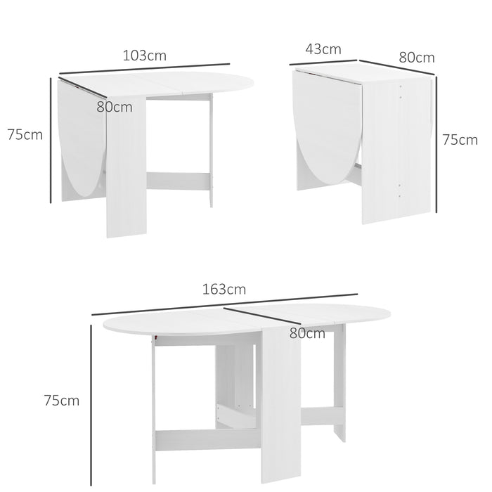 HOMCOM Folding Dining Table, Drop Leaf Table for Small Spaces, Oval Tabletop for Dining Room, Ash Wood-Effect