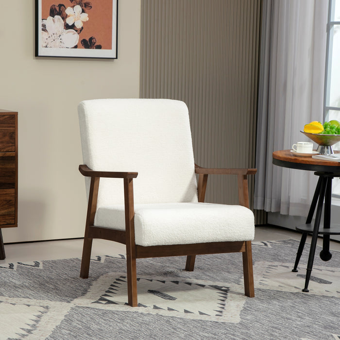 HOMCOM Boucle Seat Mid Century Accent Chair - White | Aosom UK
