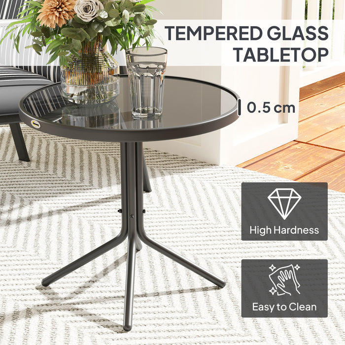 Outsunny 3-Piece Patio Bistro Set, 5-Position Adjustable Recliner Garden Chairs and Tempered Glass Table, Garden Furniture Set with Cushions, High Back, Armrests, Metal Frame for Balcony Patio, Grey