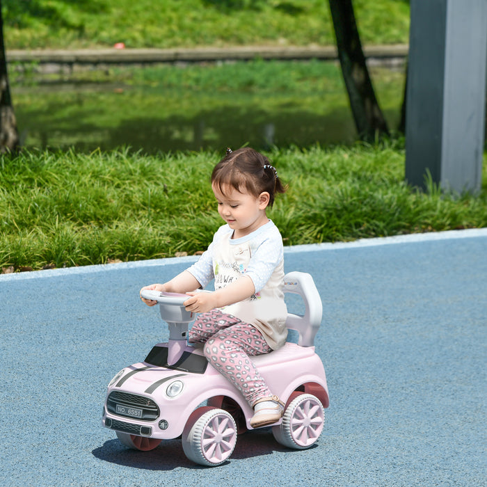 Sliding Car with Air Horn - Foot to Floor Ride-On Vehicle, Anti-Over-Backwards Design - Perfect for Toddlers 18-36 Months in Pink