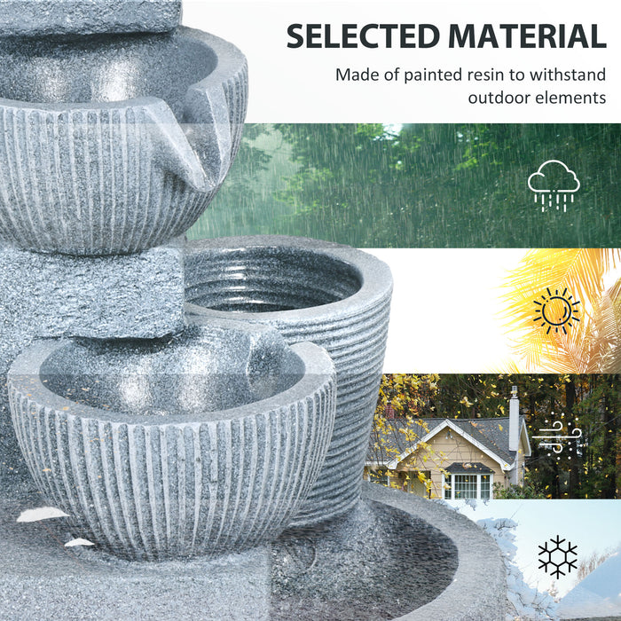 Outsunny Solar Powered Outdoor Water Fountain - Dark Grey