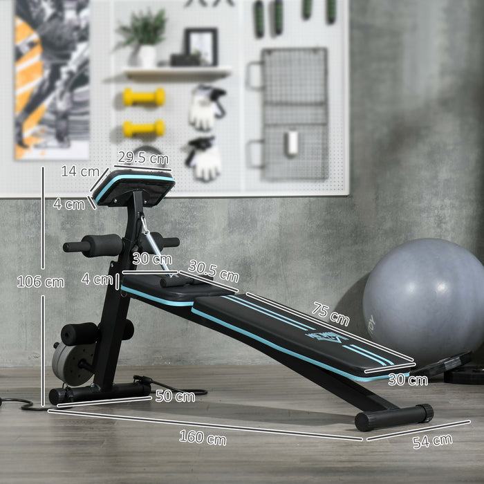 HOMCOM Foldable Weight Bench, Adjustable Strength Training Sit Up Ab Bench Incline/Decline, Blue