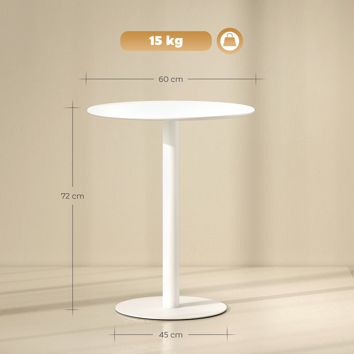 HOMCOM Dining Table, Round Kitchen Table with Steel Base for Living Room, Dining Room, 60 x 60 x 72cm, White