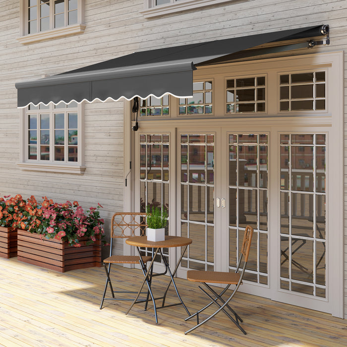 Outsunny 3 x 2.5m Electric Awning with Remote Controller, Aluminium Frame DIY Retractable Awning, UV30+ Sun Shade Canopy for Garden Patio Deck Door Window, Dark Grey