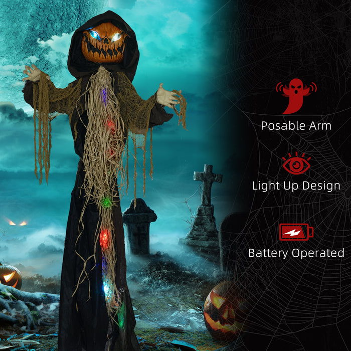 78-Inch Light-Up Straw Pumpkin - Halloween Decoration with Illuminated Eyes - Perfect for Haunted House, Indoor, and Outdoor Displays