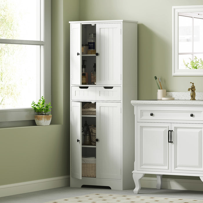 HOMCOM Tall Bathroom Cabinet, Freestanding Storage Cupboard, Bathroom Storage Cabinet with Drawer, Adjustable Shelf and Doors, 60 x 30 x 160 cm, White