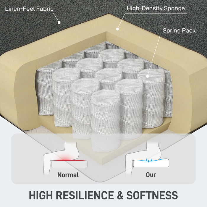 HOMCOM Pull Out Sofa Bed, Fabric 2 Seater Click Clack Sofa Bed Settee, Convertible Sofa Couch with 2 Pillows and Side Pockets for Living Room, Home Office, Charcoal Grey