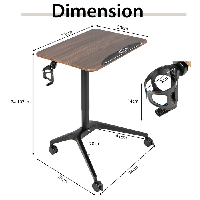 Mobile Height Adjustable Standing Desk-
