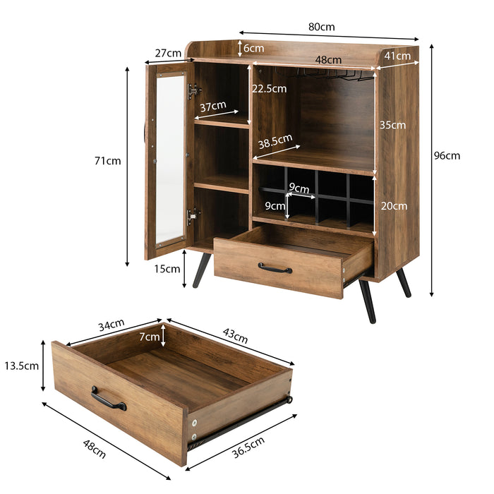 Wood Cabinet Design - Space-Saving Wine Storage Unit with Removable Rack and Glass Holder - Ideal Addition for Wine Enthusiasts and Collectors