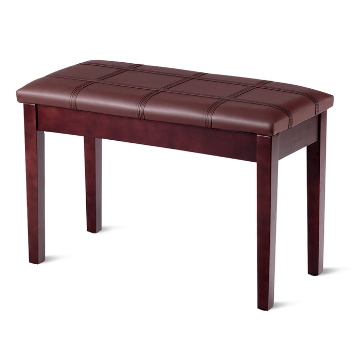Duet Piano Bench in Wood - Comfortable Padded Cushion with Convenient Music Storage - Ideal for Home or Professional Musicians in a Classic Brown Finish