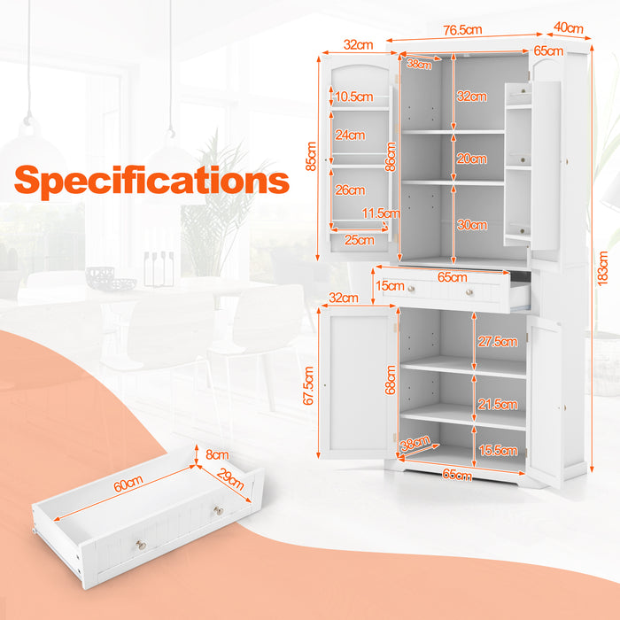 183 cm Freestanding Kitchen Pantry Cabinet-