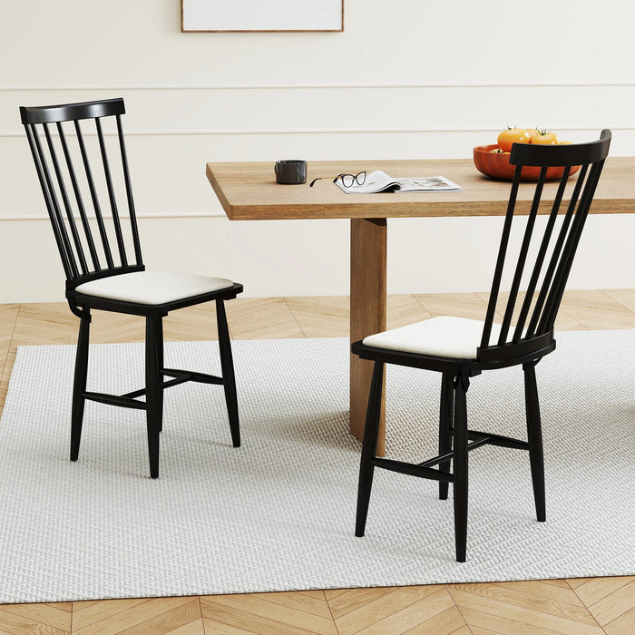 Windsor Dining Chair Set of 2 with Spindle Back for Kitchen and Restaurant-