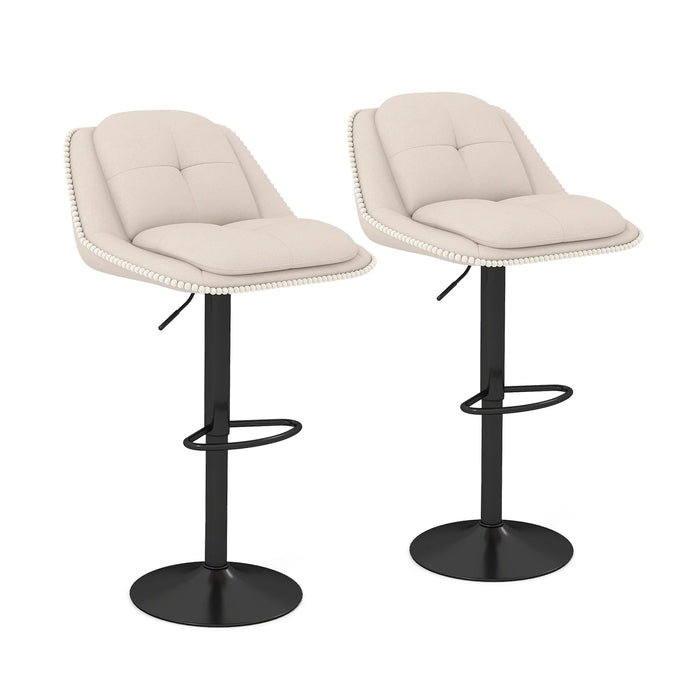 Bar Stools Set of 2 Modern Adjustable Chenille Upholstered Barstools-