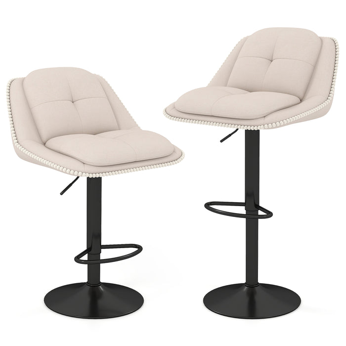Bar Stools Set of 2 Modern Adjustable Chenille Upholstered Barstools-