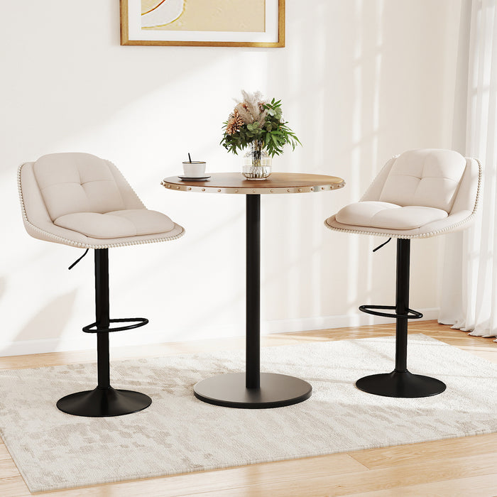 Bar Stools Set of 2 Modern Adjustable Chenille Upholstered Barstools-