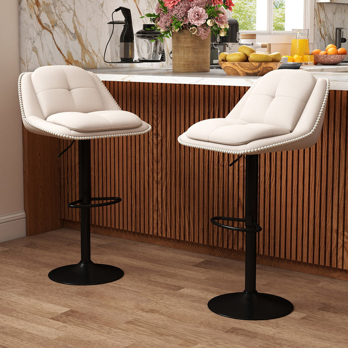 Bar Stools Set of 2 Modern Adjustable Chenille Upholstered Barstools-