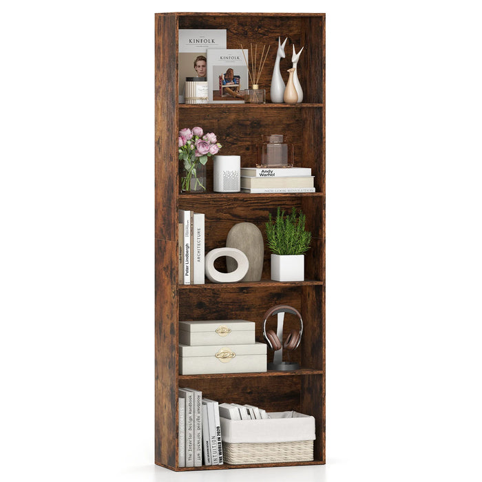 5-Tier Bookshelf with Freestanding Display Shelf and Storage Organizer for Living Room-Black