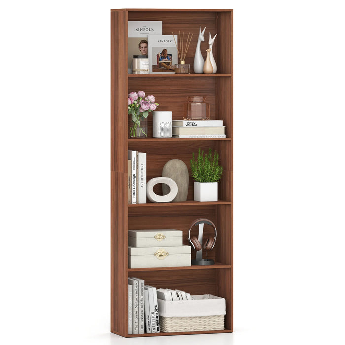 5-Tier Bookshelf with Freestanding Display Shelf and Storage Organizer for Living Room-Black