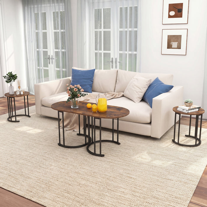 3-Piece Nesting Coffee Table Set 110cm Coffee Table with 2 Side Tables-