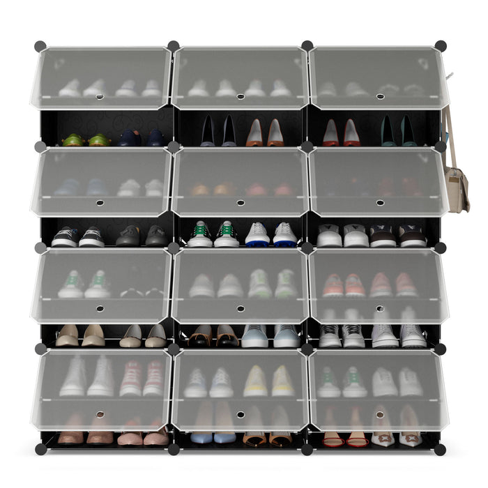48 Pairs Expandable Modular Shoe Storage Cabinet with Door-