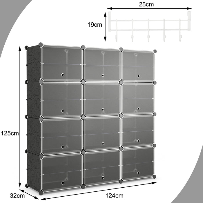 48 Pairs Expandable Modular Shoe Storage Cabinet with Door-