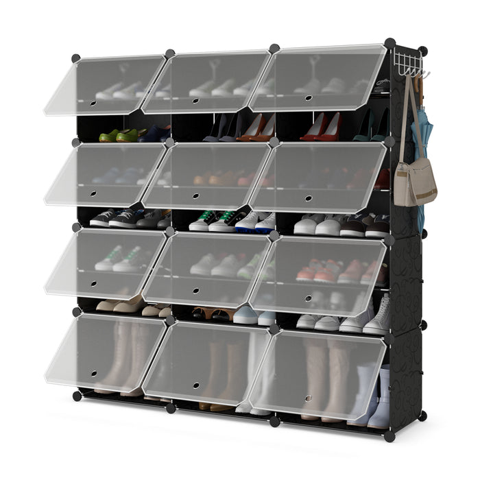 48 Pairs Expandable Modular Shoe Storage Cabinet with Door-