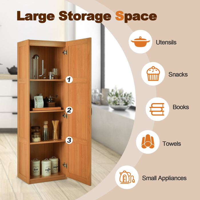 Floor Cabinet Freestanding Model - 4-Storage Shelves, Free Standing Design - Ideal for Home Organization and Clutter Reduction