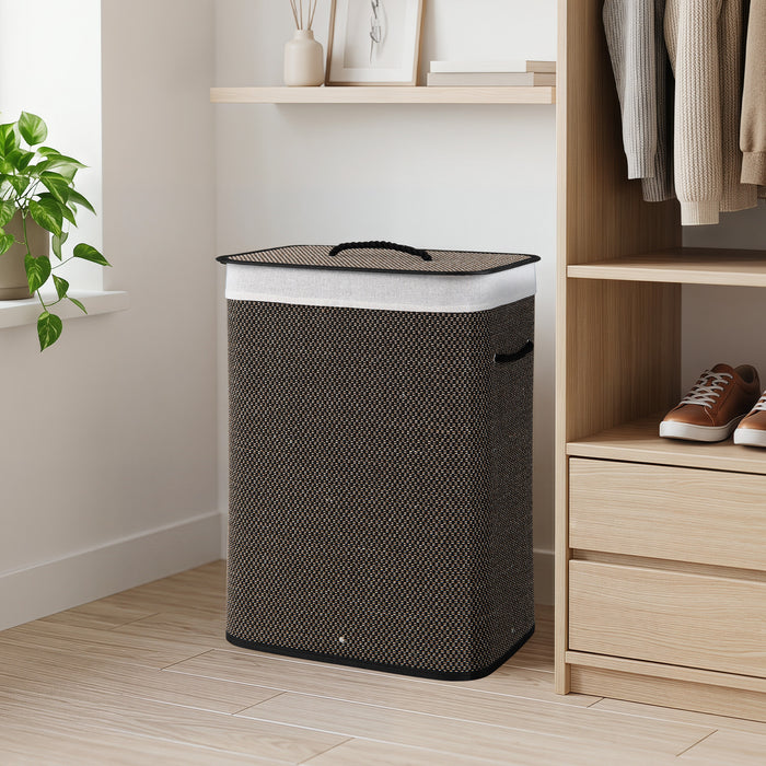 72 L Capacity Bamboo Laundry Hamper with Lid and Removable Liner for Bedroom-