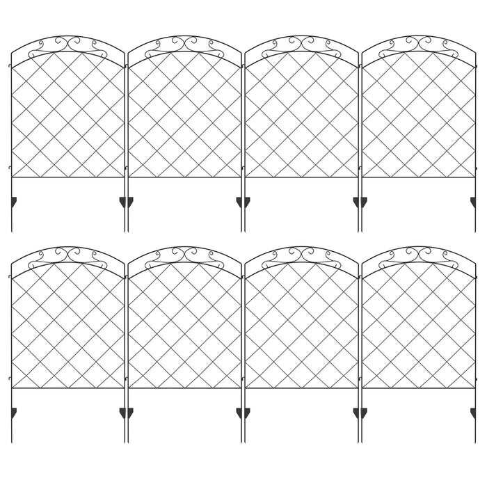 Rustproof Steel Garden Fencing Panels - 43in x 11.4ft Decorative Outdoor Picket Fence with Swirl Design - Flower Bed Border and Animal Barrier for Home Landscape Edging