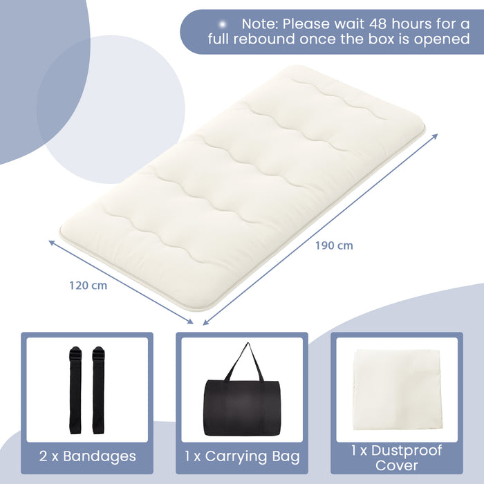 Japanese Floor Mattress with Washable Cover and Carry Bag-Beige-