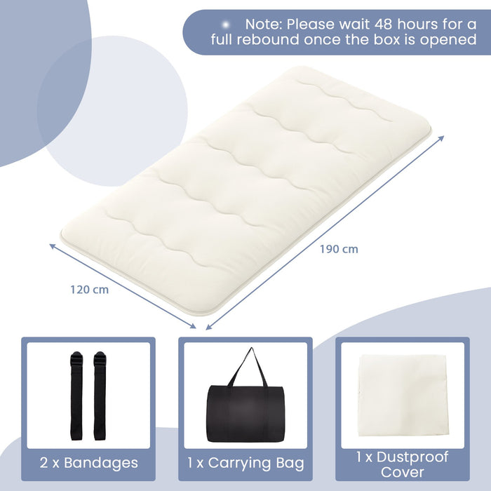 Japanese Floor Mattress - Beige, Washable Cover, Portable with Carry Bag - Ideal for Overnight Guests or Camping Trips