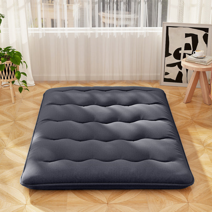 Japanese Floor Mattress with Washable Cover and Carry Bag-Beige-