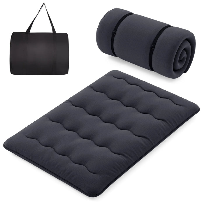 Japanese Floor Mattress with Washable Cover and Carry Bag-Beige-