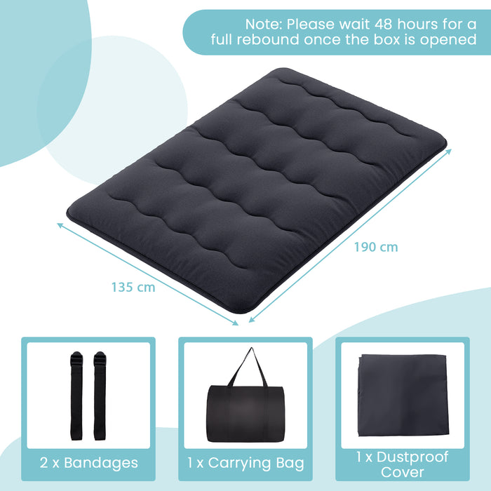 Japanese Floor Mattress with Washable Cover and Carry Bag-Beige-