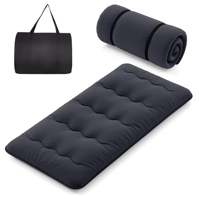 Japanese Floor Mattress - Beige, Washable Cover, Portable with Carry Bag - Ideal for Overnight Guests or Camping Trips
