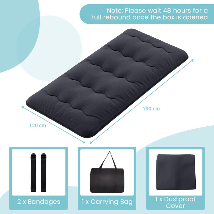 Japanese Floor Mattress - Beige, Washable Cover, Portable with Carry Bag - Ideal for Overnight Guests or Camping Trips