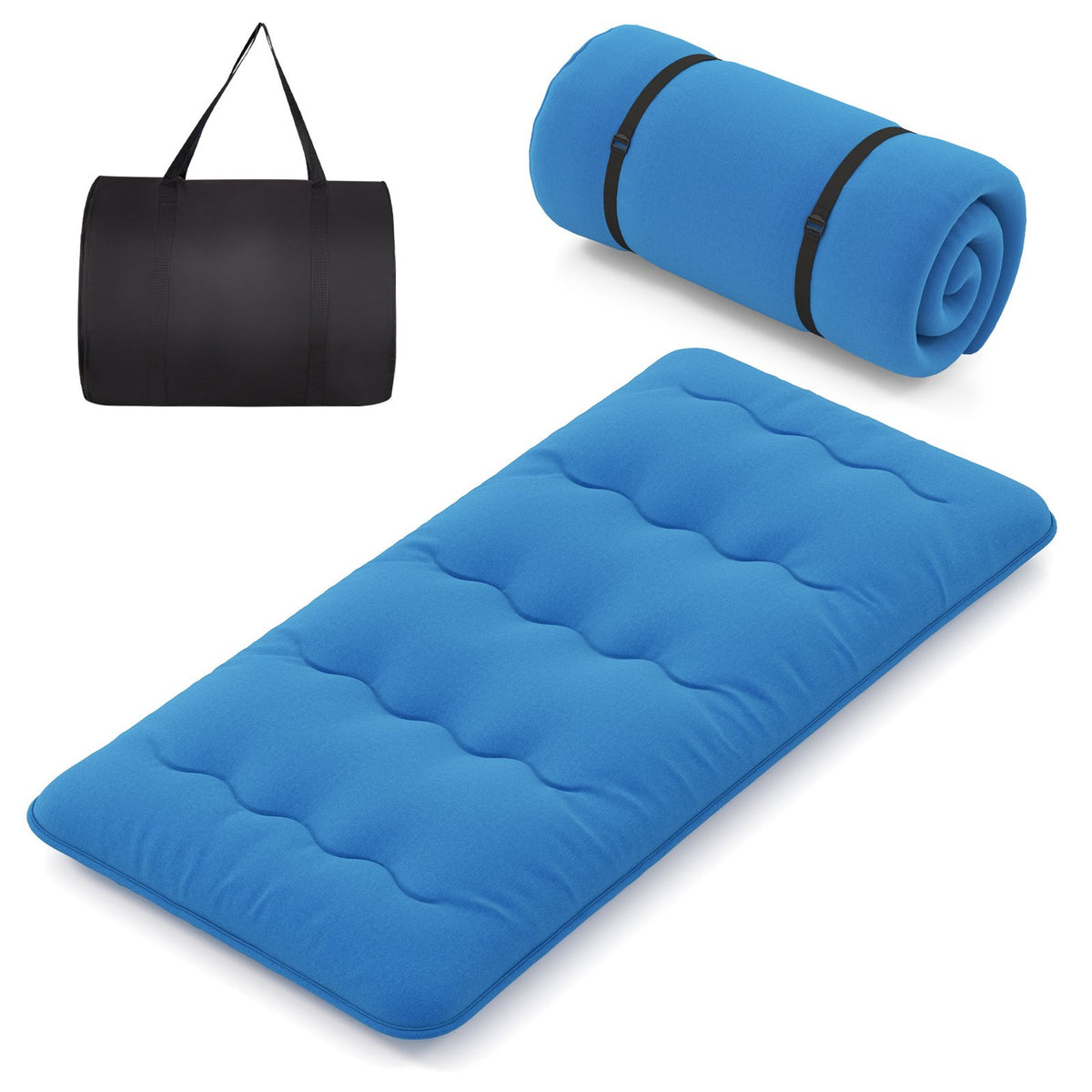 Japanese Floor Mattress - Beige, Washable Cover, Portable with Carry Bag - Ideal for Overnight Guests or Camping Trips