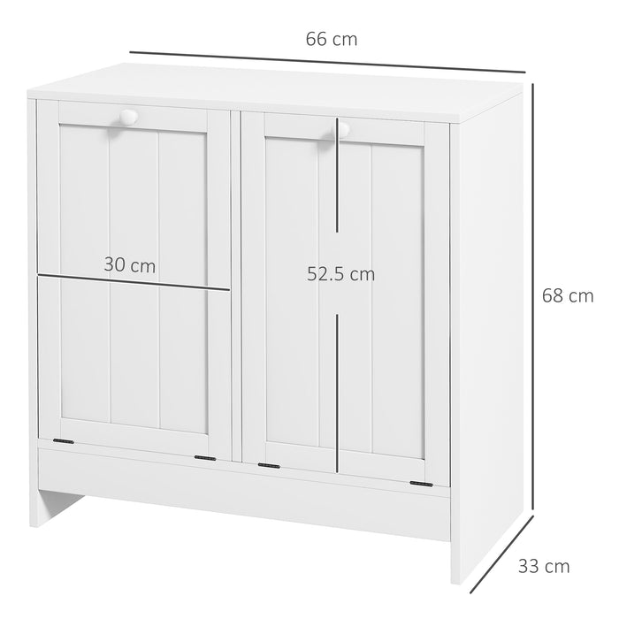 Aosom Tilt-Out Laundry Cabinet - Contemporary 2-Compartment Bathroom Organizer, White - Space-Saving Solution for Washroom Storage Needs