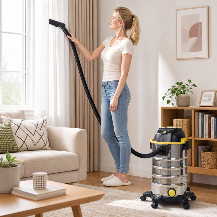 HOMCOM 1400W Vacuum Cleaner, 3-in-1 Wet and Dry Vacuum Cleaner with Blowing Mode and 30L Stainless Steel Tank, Silver Tone