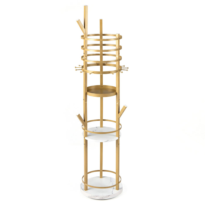 Jewelry Organizer Stand 360° Rotating Floor Jewelry Storage Rack Free Standing Jewelry Display Tower-