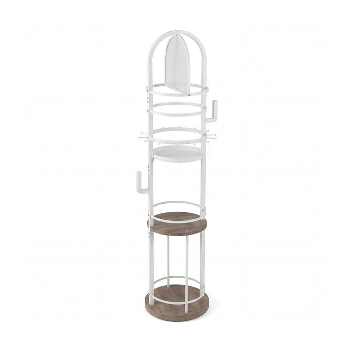 Jewelry Organizer Stand 360° Rotating Floor Jewelry Storage Rack with Earring Necklace Holders-