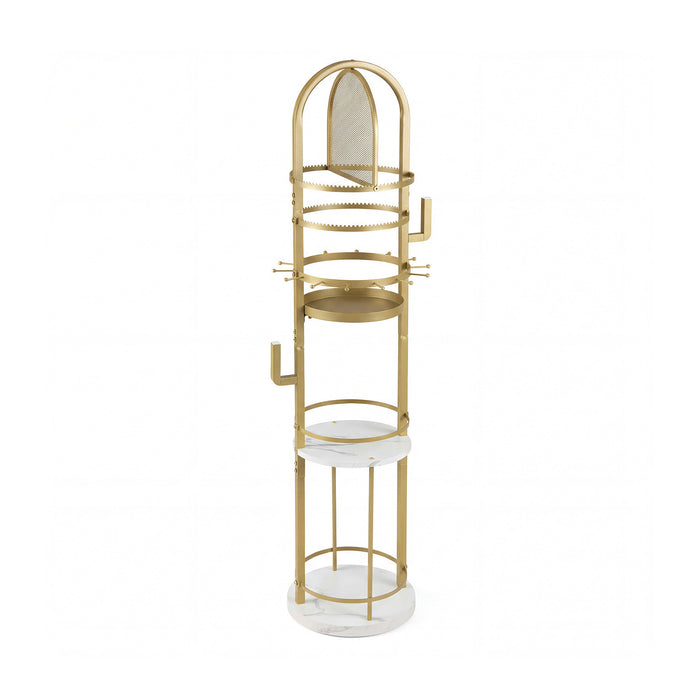 Jewelry Organizer Stand 360° Rotating Floor Jewelry Storage Rack with Earring Necklace Holders-